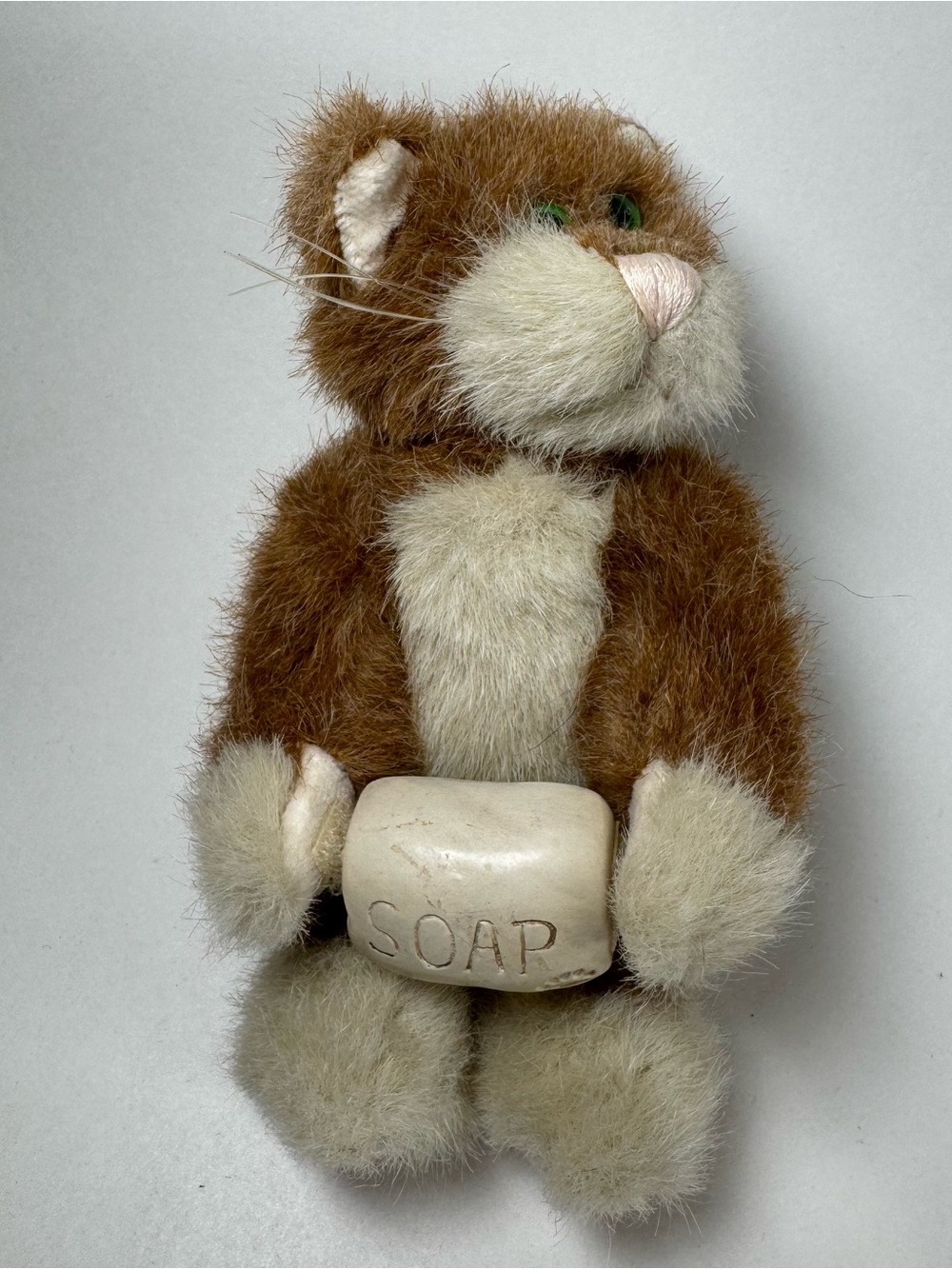 Boyds Bears Plush Cat Soap Bar Brown Cream Beige 1999 6" Jointed Stuffed Animal